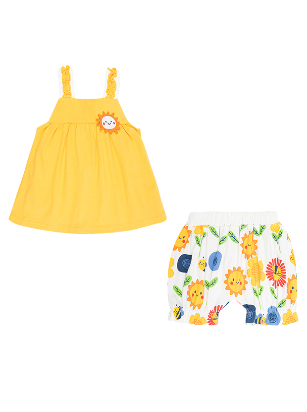 تاپ و شلوارک دخترانه مدل happy sun فیورلا