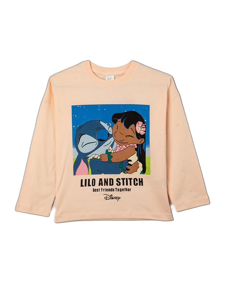 بلوز دخترانه مدل گلبهی Hug With Stitch