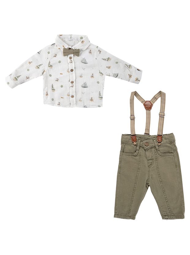 شومیز و شلوار پسرانه مدل کشتی سبز