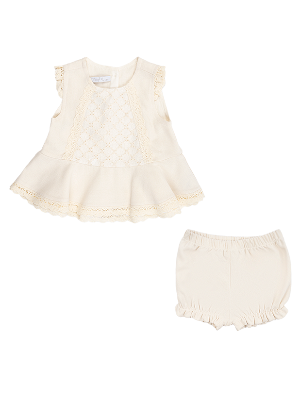 پیراهن و شورت  دخترانه مدل کرم لیلیانا 1