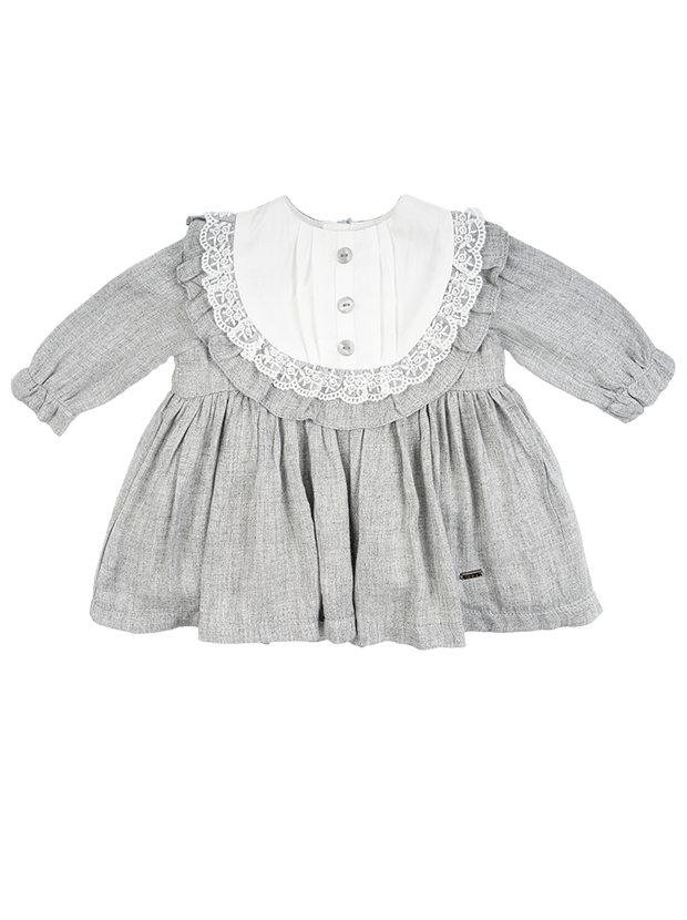 پیراهن دخترانه مدل طوسی پیشبندی 2