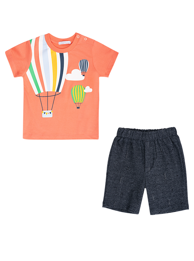 تیشرت و شلوارک پسرانه مدل بالن رنگین کمان 1