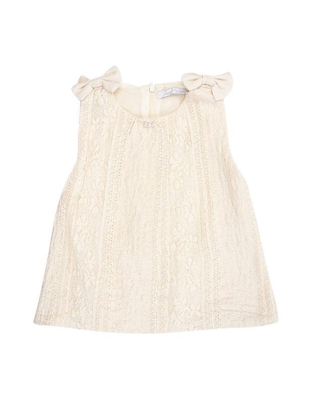 تاپ و شلوارک دخترانه مدل کرم پاپیون دلبر2 2