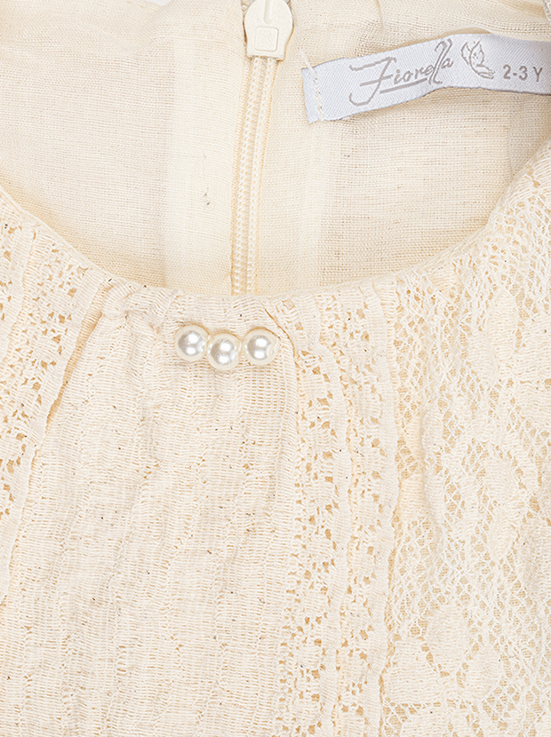 تاپ و شلوارک دخترانه مدل کرم پاپیون دلبر2 6