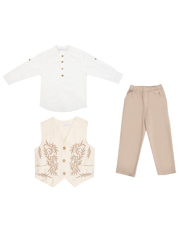 سه تکه پسرانه نخی مدل جلیقه سنتی 2 7