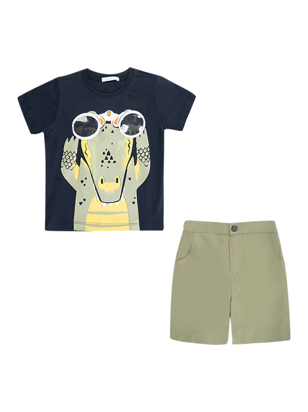 تیشرت و شلوارک پسرانه مدل تمساح جستجوگر 1