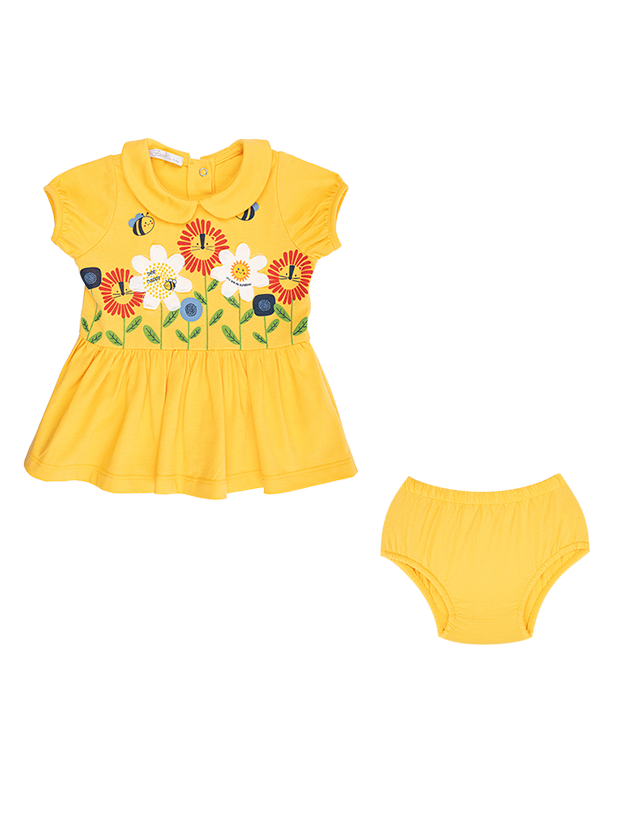 پیراهن و شورت دخترانه مدل گل های خندان 1