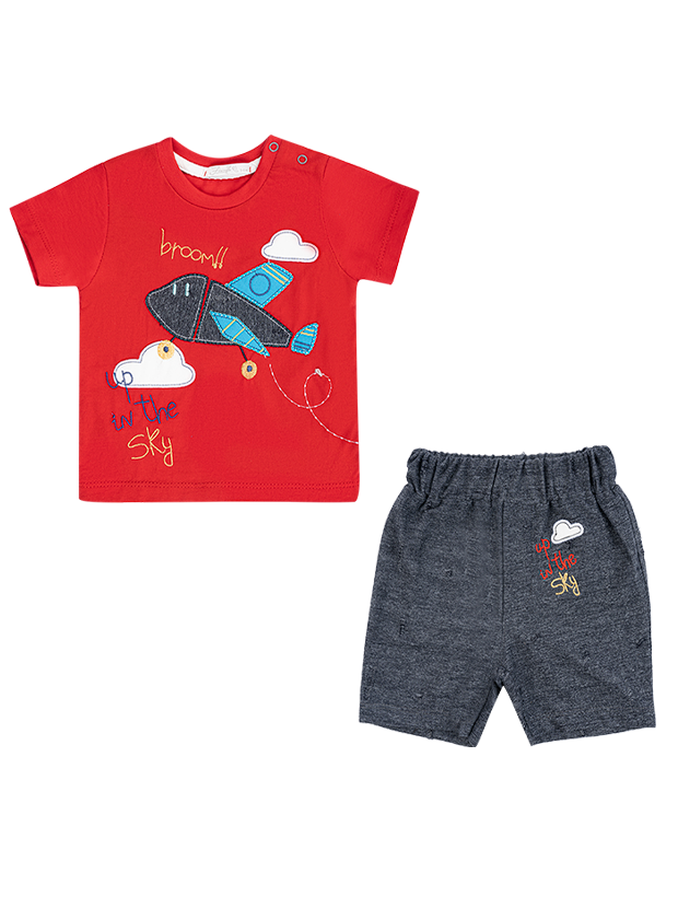 تیشرت و شلوارک پسرانه مدل هواپیما مهربان 1