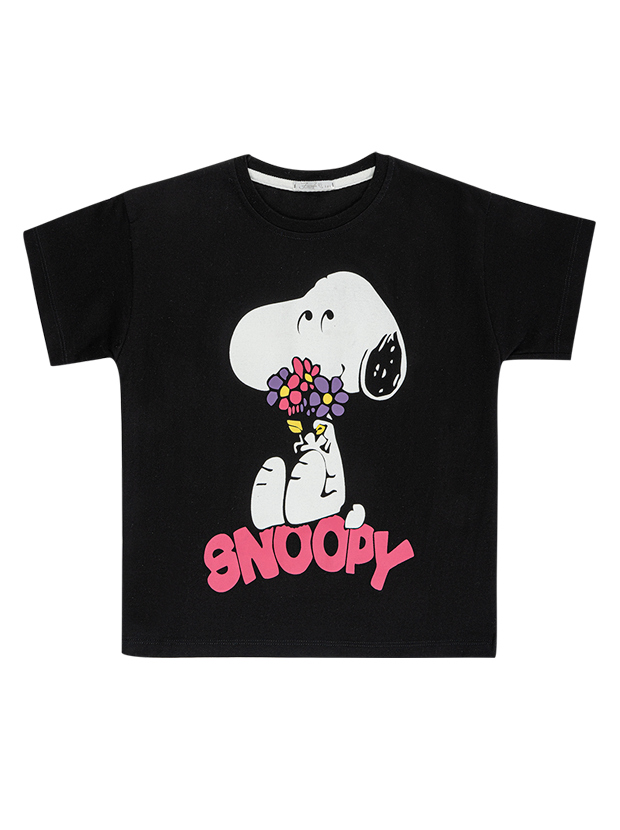 تیشرت دخترانه مدل مشکی اسنوپی خجالتی 1