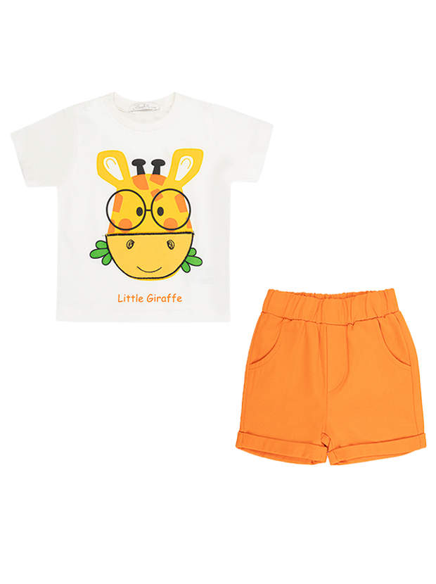 تیشرت و شلوارک پسرانه مدل زرافه باهوش 1