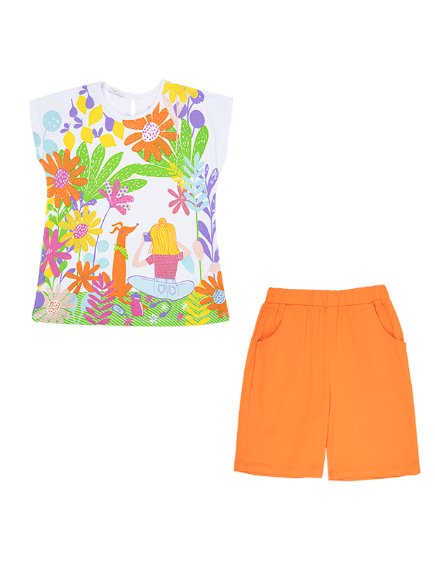 تیشرت وشلوارک دخترانه مدل دخترک زیبا 1