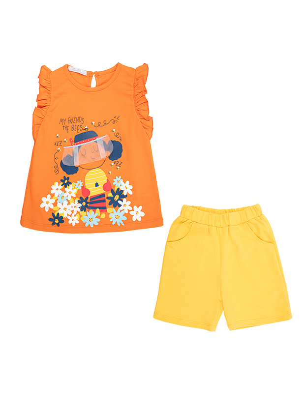 تیشرت و شلوارک دخترانه مدل کندوی عسل 1