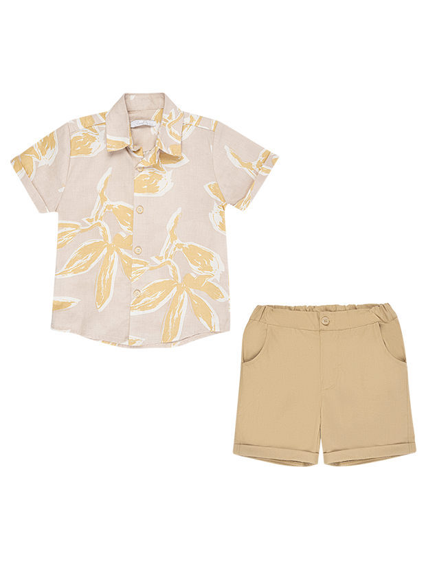 تیشرت و شلوارک پسرانه مدل برگ های انتزاعی 1