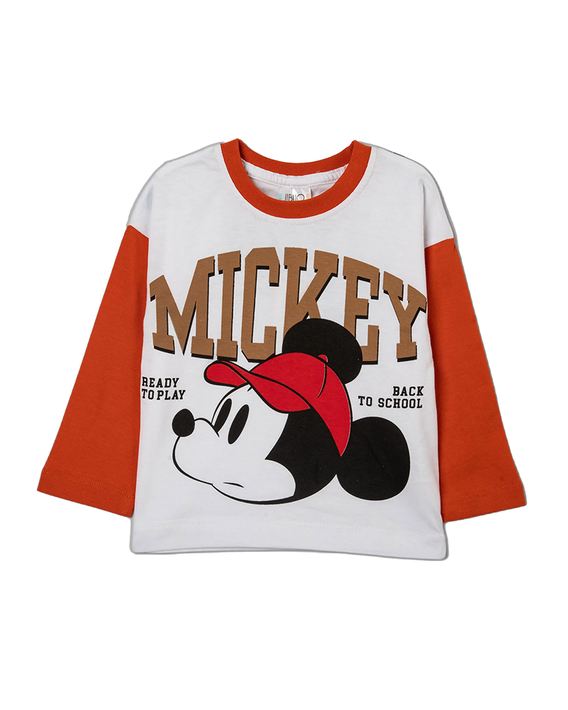 بلوز پسرانه مدل نارنجی Mickey with a hat 2
