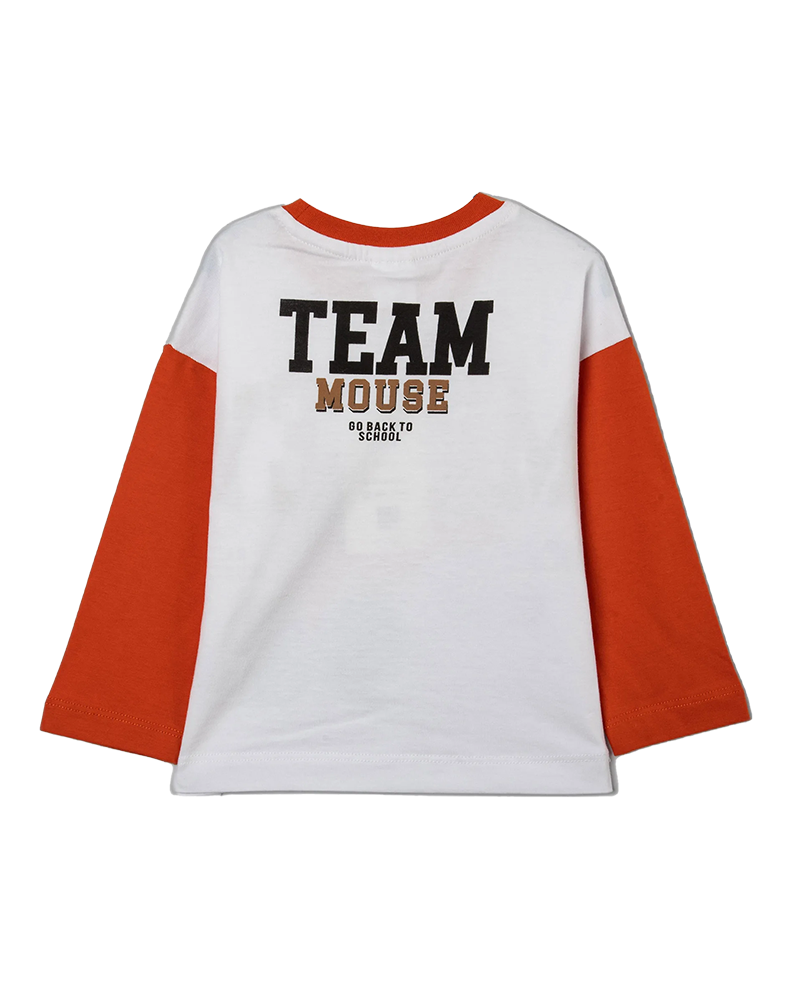 بلوز پسرانه مدل نارنجی Mickey with a hat 1