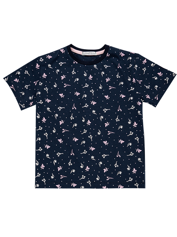 تیشرت و شلوارک دخترانه مدل گل سرمه ای  2