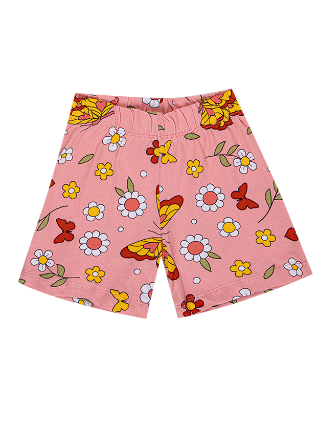 تیشرت و شلوارک دخترانه مدل گل و پروانه صورتی 4