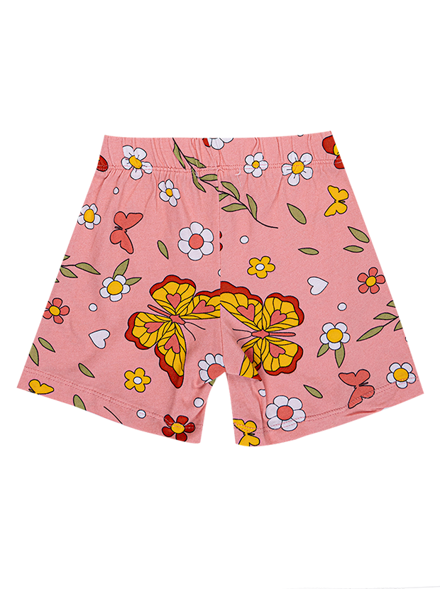 تیشرت و شلوارک دخترانه مدل گل و پروانه صورتی 5