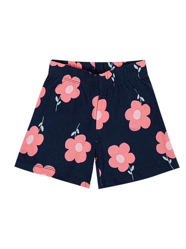 تیشرت و شلوارک دخترانه مدل گل صورتی و سرمه ای  4