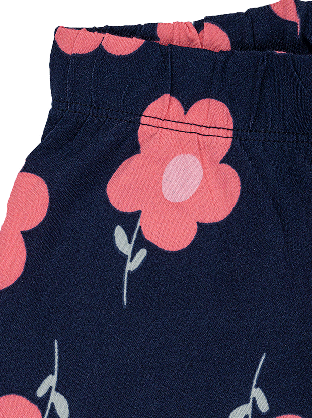 تیشرت و شلوارک دخترانه مدل گل صورتی و سرمه ای  8