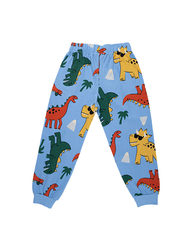 بلوز و شلوار پسرانه مدل دایناسور آبی  2