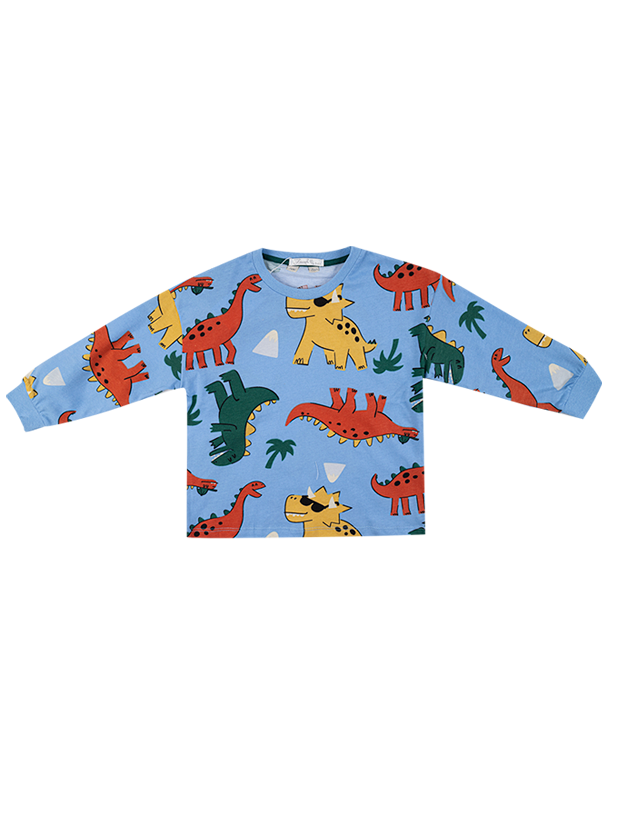 بلوز و شلوار پسرانه مدل دایناسور آبی  5