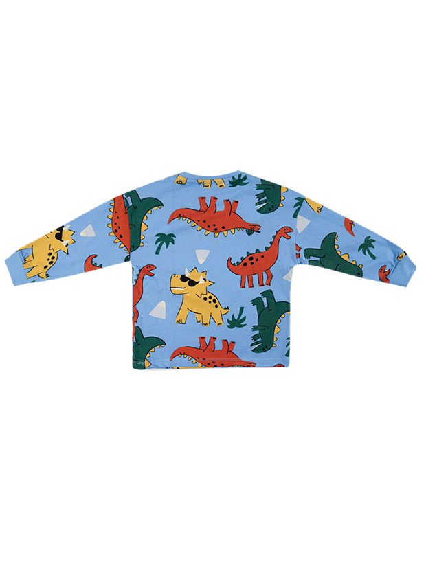 بلوز و شلوار پسرانه مدل دایناسور آبی  6