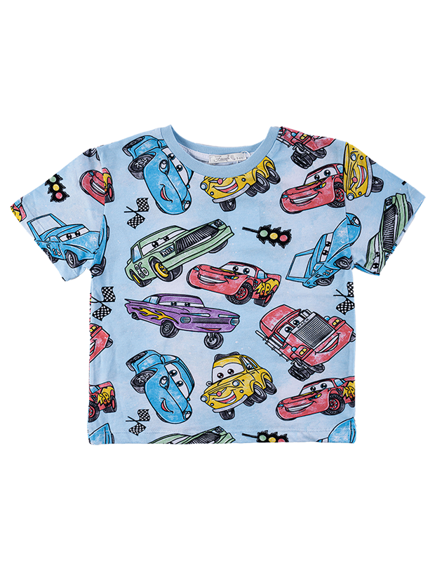 تیشرت و شلوار پسرانه مدل ماشین آبی 2