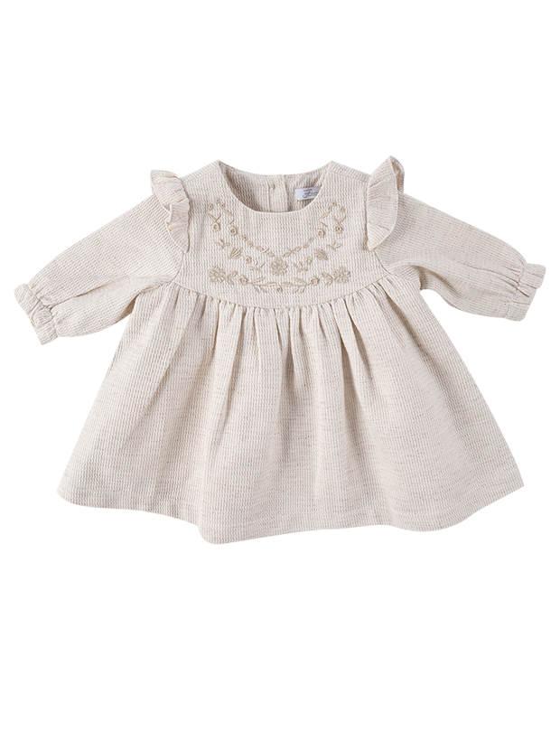 پیراهن دخترانه مدل نیلوفر کرم 1