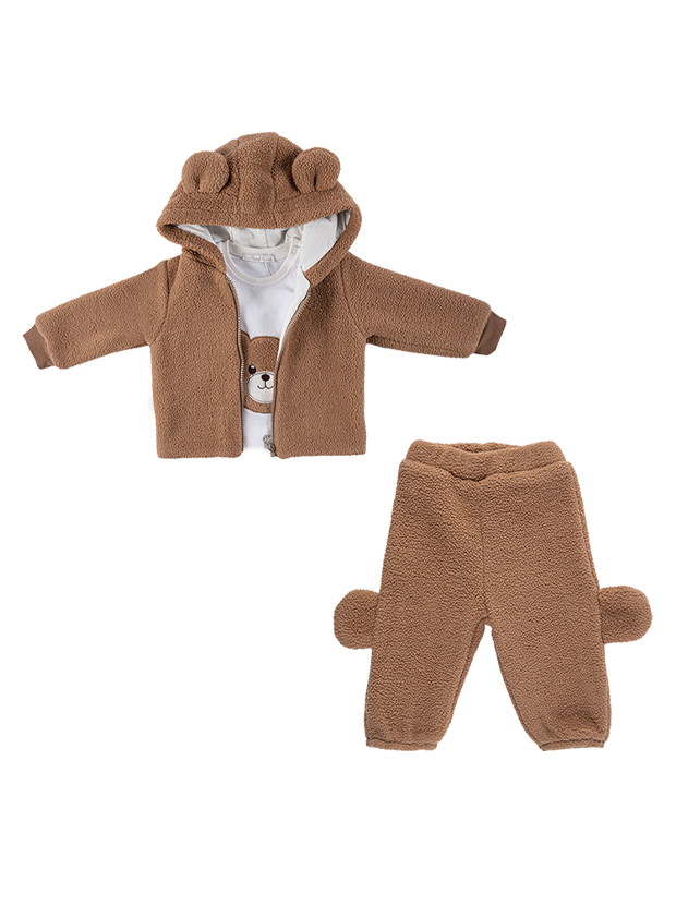 سه تیکه پسرانه فیورلا مدل تدی قهوه ای 1