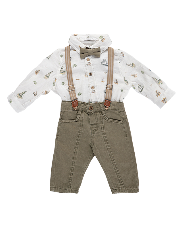 شومیز و شلوار پسرانه مدل کشتی سبز 2