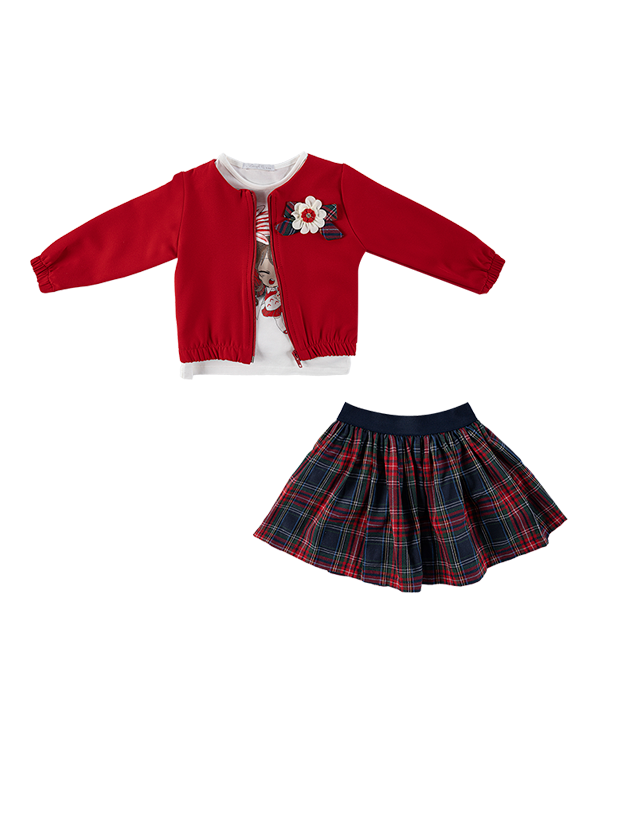 سه تیکه دخترانه مدل گل قرمز 1