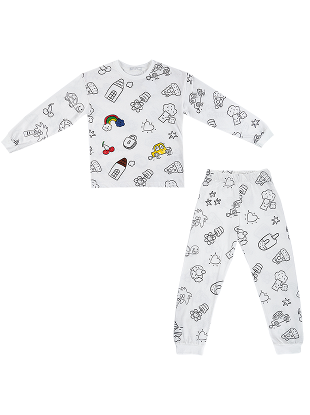 بلوز و شلوار پسرانه مدل سفید و مشکی 1