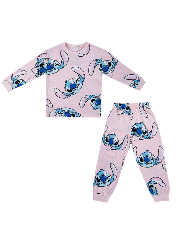 بلوز و شلوار راحتی دخترانه مدل استیچ صورتی 1