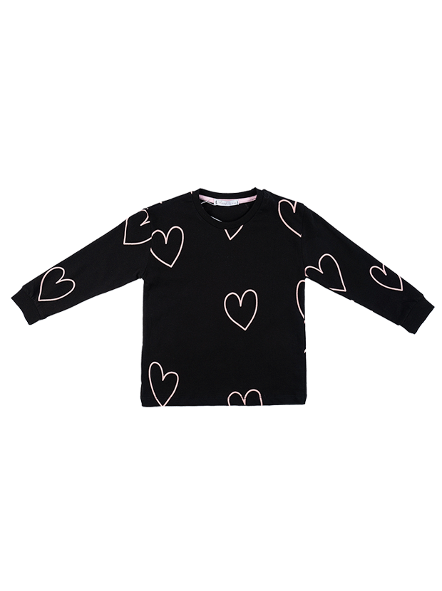 بلوز و شلوار راحتی دخترانه مدل قلب مشکی 2