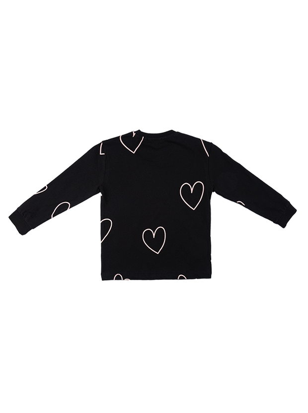 بلوز و شلوار راحتی دخترانه مدل قلب مشکی 3