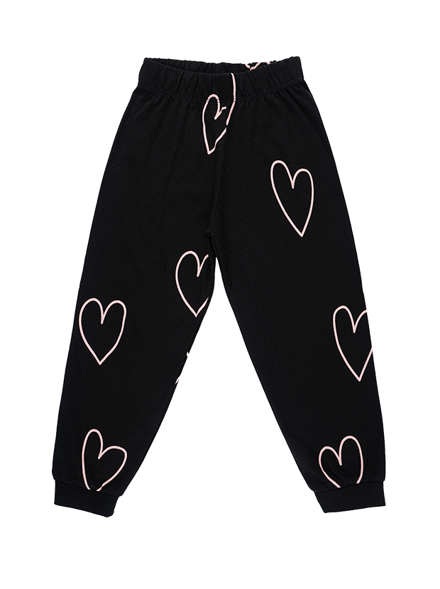 بلوز و شلوار راحتی دخترانه مدل قلب مشکی 5