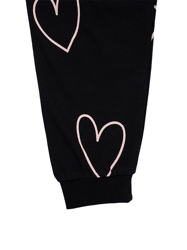 بلوز و شلوار راحتی دخترانه مدل قلب مشکی 7