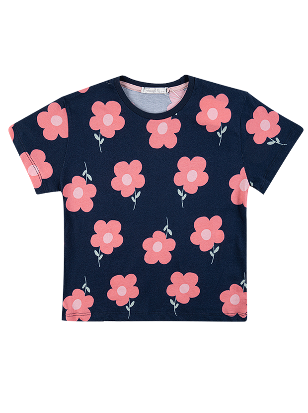 تیشرت و شلوار دخترانه مدل گل صورتی 2