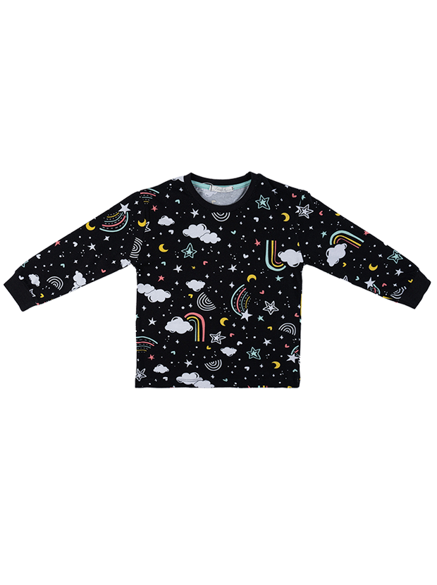 بلوز و شلوار راحتی پسرانه مدل رنگین کمان مشکی 2