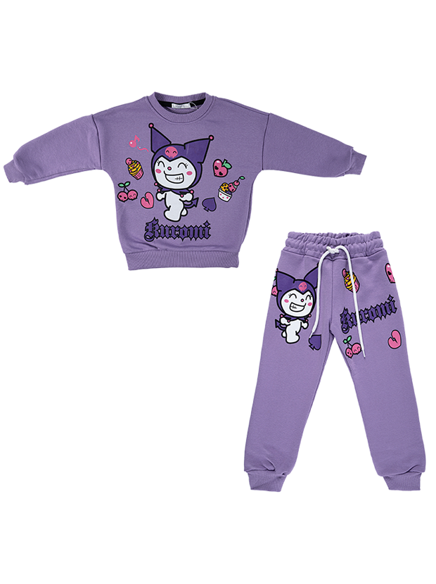 بلوز و شلوار راحتی دخترانه مدل کرومی بنفش 1