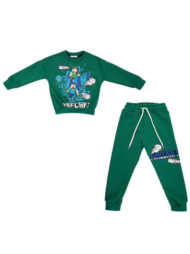 بلوز و شلوار پسرانه مدل ماینکرفت سبز 1