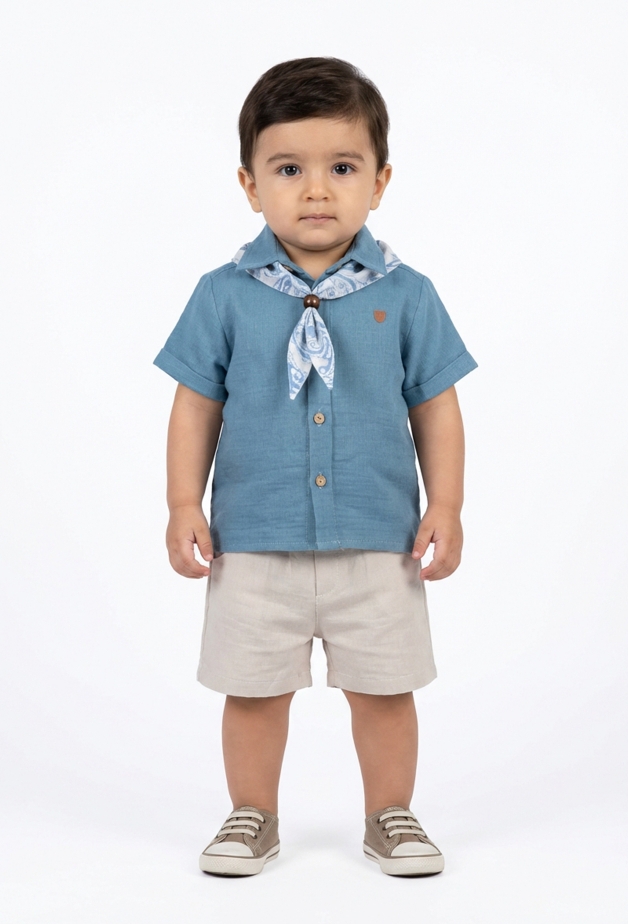 شومیز و شلوارک و دستمال گردن