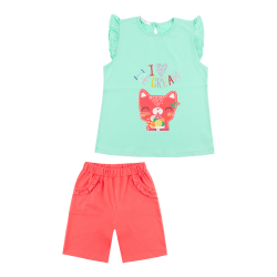 تیشرت و شلوارک نوزادی مدل گربه ملوس 1