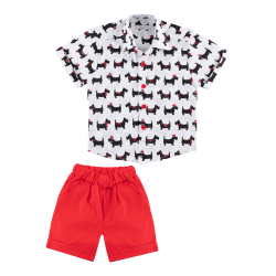 شومیز و شلوارک نوزادی مدل سگ خوشحال