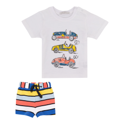 تیشرت و شلوارک نوزادی مدل ماشین مسابقه