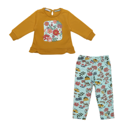 بلوز و لگ دخترانه مدل گل رنگی