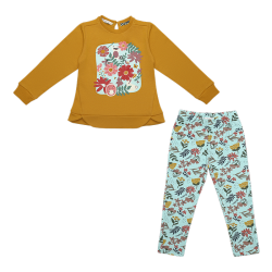 بلوز و لگ دخترانه مدل گل رنگی 2