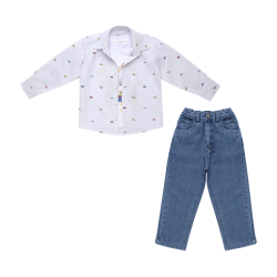 شومیز و تیشرت و شلوار  جین پسرانه مدل ماشین