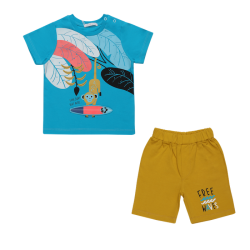 تیشرت و شلوارک پسرانه مدل میمون موج سوار
